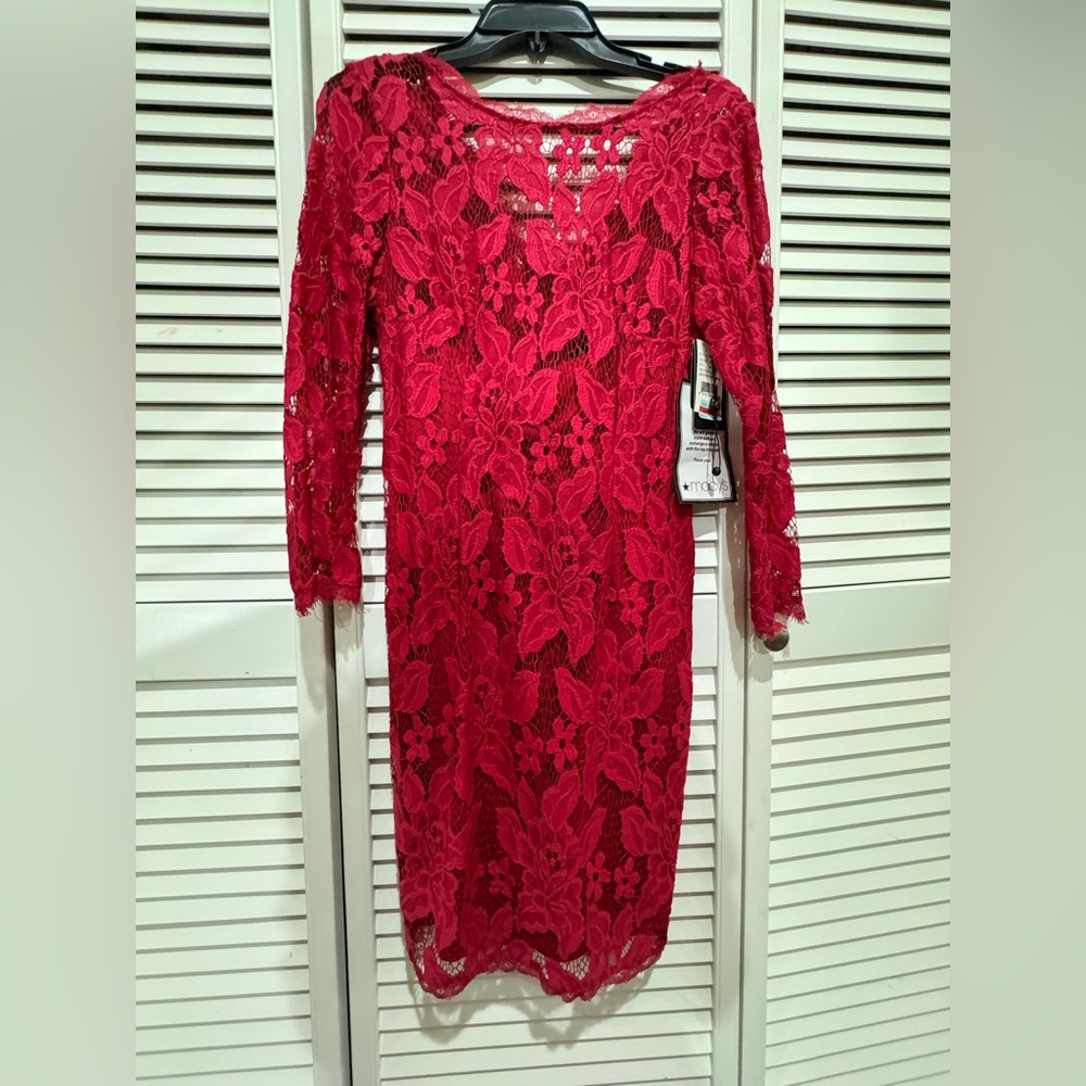 Red Lace Dress Size 6 (S-M) Brand New.